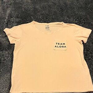 Gildan Women's Light Peach Tee with Team Aloha Pocket